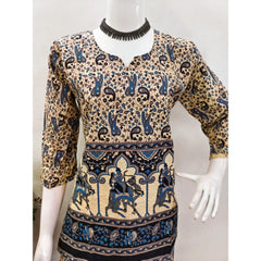 Mayawye Women's Cotton Jaipuri Printed 3-4th Sleeve Co ord Set (Multicolor)
