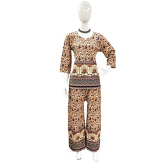Mayawye Women's Cotton Jaipuri Printed 3-4th Sleeve Co ord Set (Multicolor)