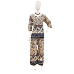 Mayawye Women's Cotton Jaipuri Printed 3-4th Sleeve Co ord Set (Multicolor)