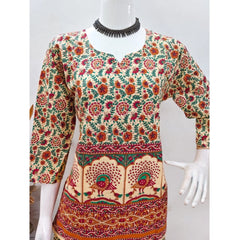 Mayawye Women's Cotton Jaipuri Printed 3-4th Sleeve Co ord Set (Multicolor)