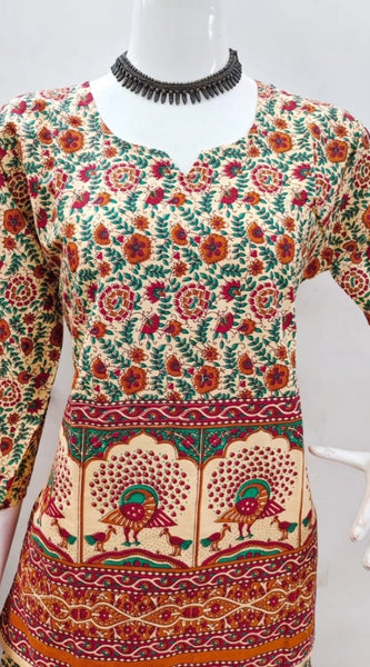 Mayawye Women's Cotton Jaipuri Printed 3-4th Sleeve Co ord Set (Multicolor)