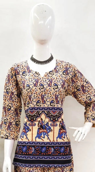 Mayawye Women's Cotton Jaipuri Printed 3-4th Sleeve Co ord Set (Multicolor)