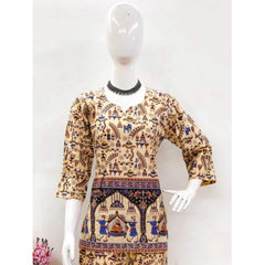 Mayawye Women's Cotton Jaipuri Printed 3-4th Sleeve Co ord Set (Multicolor)