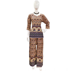 Mayawye Women's Cotton Jaipuri Printed 3-4th Sleeve Co ord Set (Multicolor)