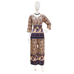 Mayawye Women's Cotton Jaipuri Printed 3-4th Sleeve Co ord Set (Multicolor)