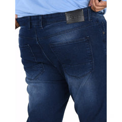 Mayawye Men's Cotton Blended Solid Plus Size Jeans (Dark Blue)