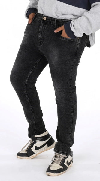 Mayawye Men's Cotton Blended Solid Plus Size Jeans (Grey)