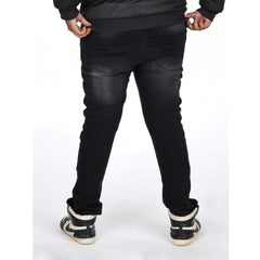 Mayawye Men's Cotton Blended Solid Plus Size Jeans (Black)