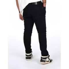 Mayawye Men's Cotton Blended Solid Plus Size Jeans (Black)