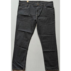 Mayawye Men's Cotton Blended Solid Plus Size Jeans (Dark Grey)