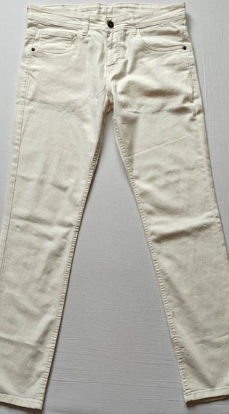 Mayawye Men's Cotton Blended Solid Classic Fit Jeans (Beige)