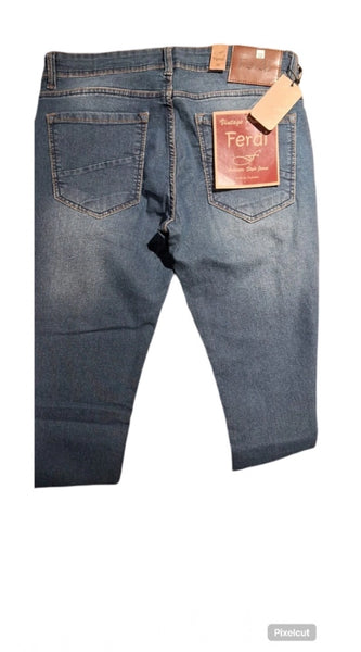Mayawye Men's Cotton Blended Solid Tapered Jeans (Blue)