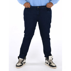Mayawye Men's Cotton Blended Solid Plus Size Jeans (Dark Blue)