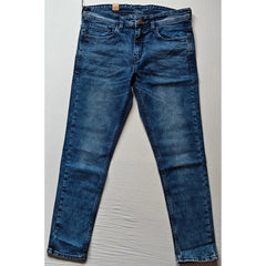 Mayawye Men's Cotton Blended Solid Tapered Jeans (Blue)
