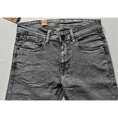 Mayawye Men's Cotton Blended Solid Tapered Jeans (Grey)