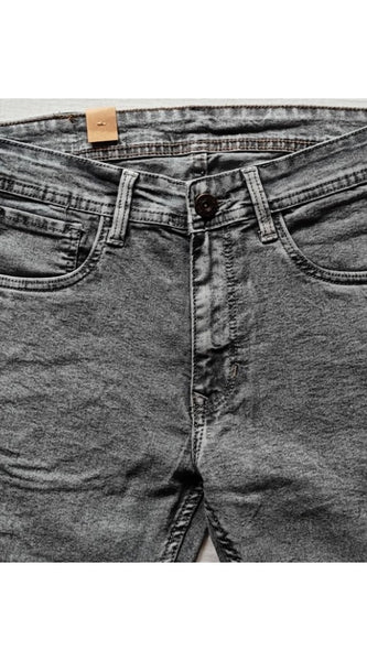 Mayawye Men's Cotton Blended Solid Tapered Jeans (Grey)