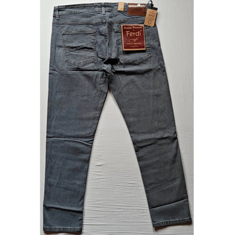 Mayawye Men's Cotton Blended Solid Tapered Jeans (Grey)