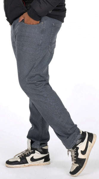Mayawye Men's Cotton Blended Solid Plus Size Jeans (Grey)