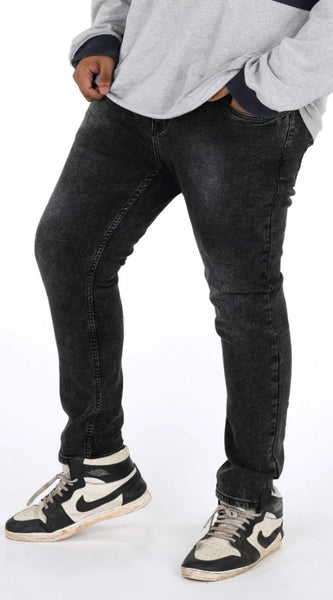 Mayawye Men's Cotton Blended Solid Plus Size Jeans (Grey)
