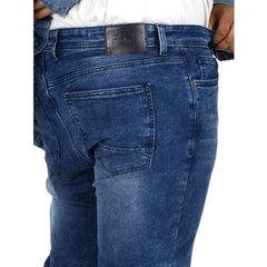 Mayawye Men's Cotton Blended Solid Plus Size Jeans (Blue)