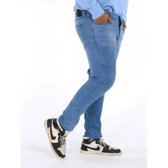 Mayawye Men's Cotton Blended Solid Plus Size Jeans (Blue)