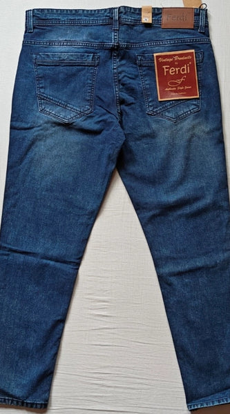 Mayawye Men's Cotton Blended Solid Tapered Jeans (Blue)