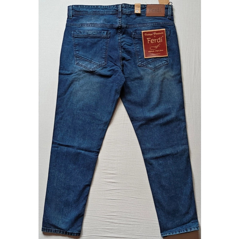 Mayawye Men's Cotton Blended Solid Tapered Jeans (Blue)