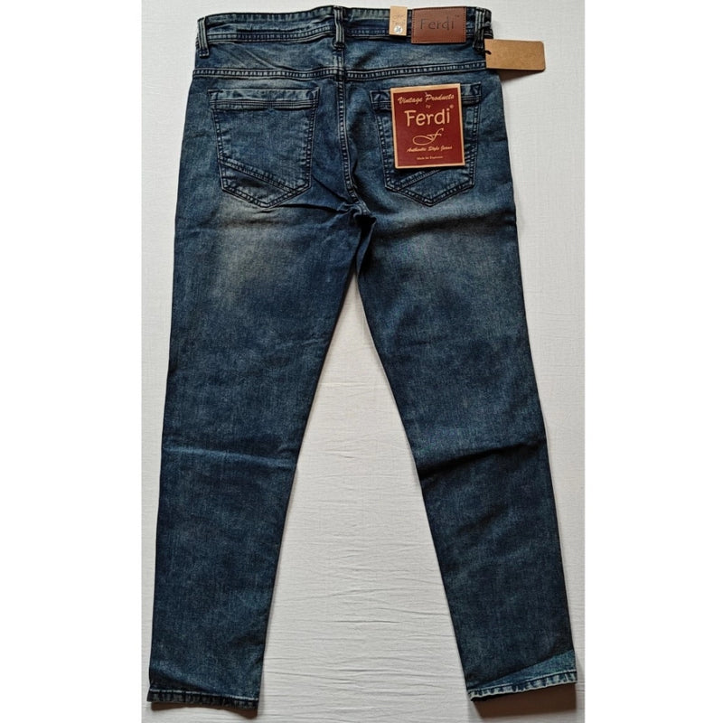 Mayawye Men's Cotton Blended Solid Tapered Jeans (Blue)