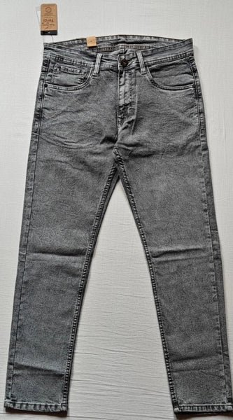 Mayawye Men's Cotton Blended Solid Tapered Jeans (Grey)