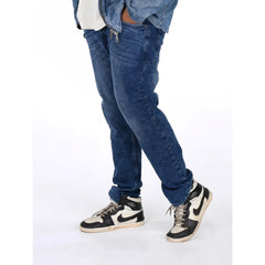 Mayawye Men's Cotton Blended Solid Plus Size Jeans (Blue)