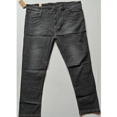 Mayawye Men's Cotton Blended Solid Plus Size Jeans (Dark Grey)