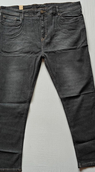 Mayawye Men's Cotton Blended Solid Plus Size Jeans (Dark Grey)