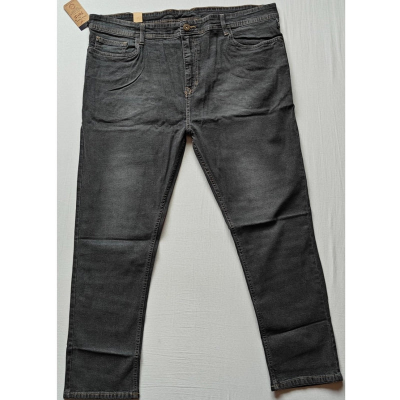 Mayawye Men's Cotton Blended Solid Plus Size Jeans (Dark Grey)