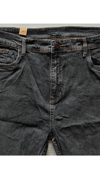 Mayawye Men's Cotton Blended Solid Plus Size Jeans (Dark Grey)
