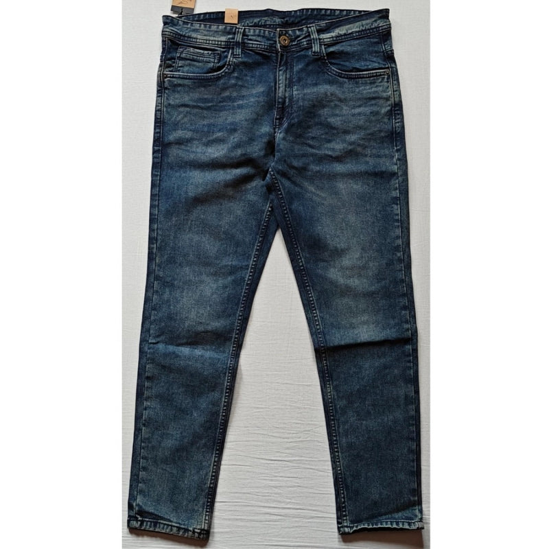 Mayawye Men's Cotton Blended Solid Tapered Jeans (Blue)
