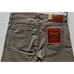 Mayawye Men's Cotton Blended Solid Tapered Jeans (Khaki)