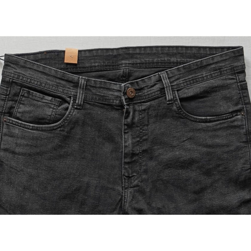 Mayawye Men's Cotton Blended Solid Tapered Jeans (Grey)