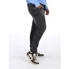 Mayawye Men's Cotton Blended Solid Plus Size Jeans (Grey)