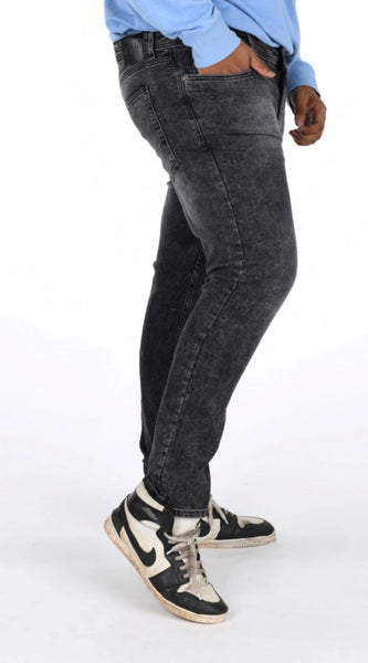 Mayawye Men's Cotton Blended Solid Plus Size Jeans (Grey)