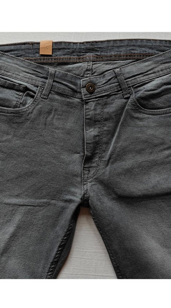 Mayawye Men's Cotton Blended Solid Tapered Jeans (Grey)