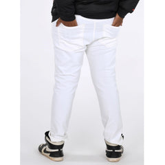Mayawye Men's Cotton Blended Solid Plus Size Jeans (White)