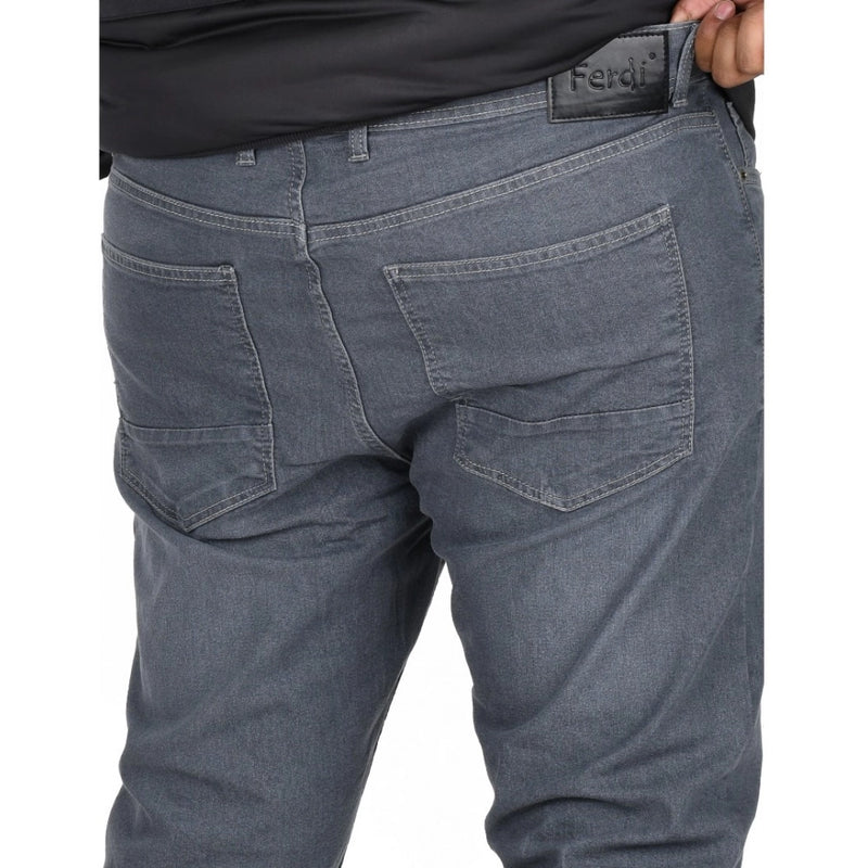Mayawye Men's Cotton Blended Solid Plus Size Jeans (Grey)