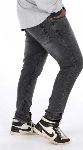 Mayawye Men's Cotton Blended Solid Plus Size Jeans (Grey)