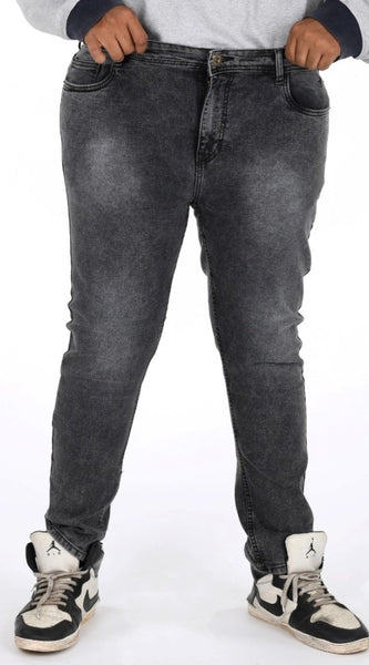 Mayawye Men's Cotton Blended Solid Plus Size Jeans (Grey)