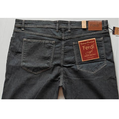 Mayawye Men's Cotton Blended Solid Plus Size Jeans (Dark Grey)