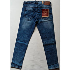 Mayawye Men's Cotton Blended Solid Tapered Jeans (Blue)