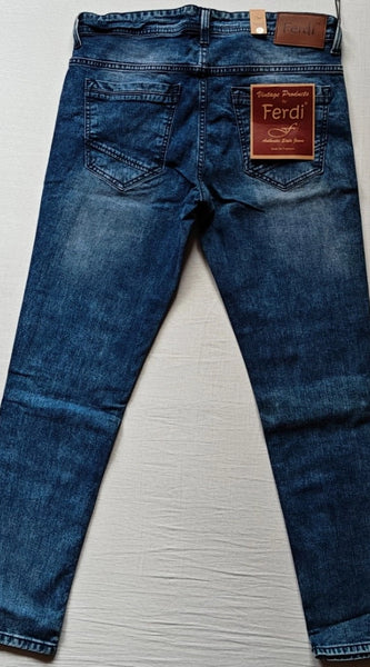 Mayawye Men's Cotton Blended Solid Tapered Jeans (Blue)