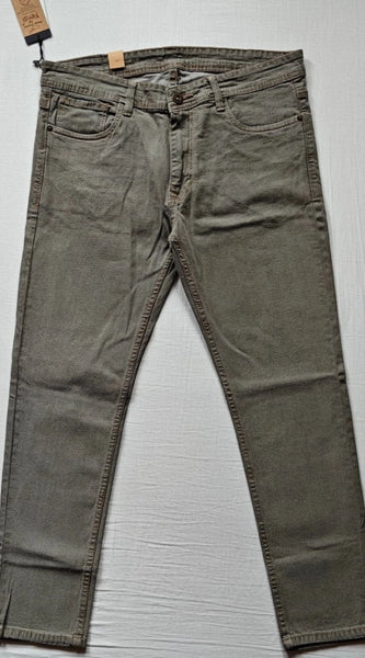 Mayawye Men's Cotton Blended Solid Tapered Jeans (Khaki)