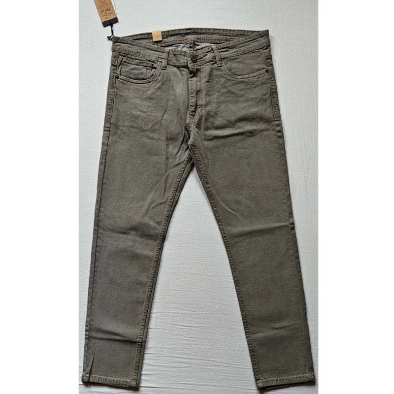 Mayawye Men's Cotton Blended Solid Tapered Jeans (Khaki)