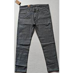 Mayawye Men's Cotton Blended Solid Tapered Jeans (Grey)